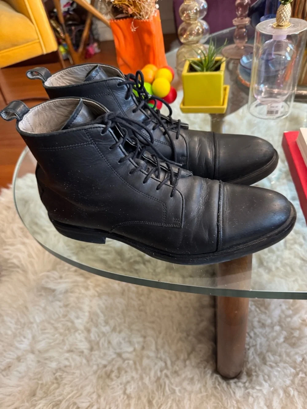 AllSaints Black Leather Chukka Lace-Up Boots